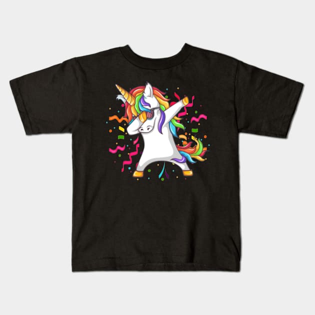 Dabbing Unicorn Birthday Shirt Girls Cute Unicorn- Kids T-Shirt by Xizin Gao